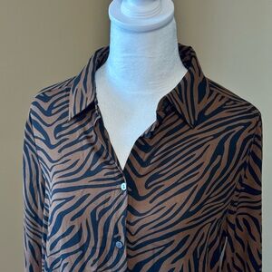 Rose & Olive Brown and Black Zebra Print Blouse
